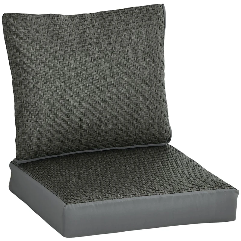 Image of Outsunny Set of 2 Outdoor Seat Cushion with Fabric and PE Rattan Cover, Grey 84G-433V70GY