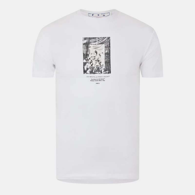 Image of Off White Mens Mirror Slm Short-Sleeve Graphic Print T-Shirt White male 6 (2XS)