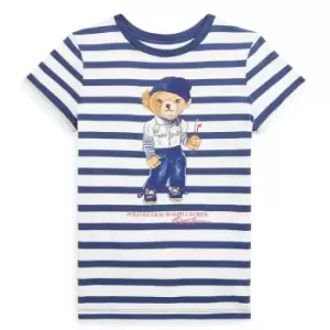 Image of Polo Ralph Lauren Polo Ralph Lauren Bear Stripe T-Shirt Juniors - White