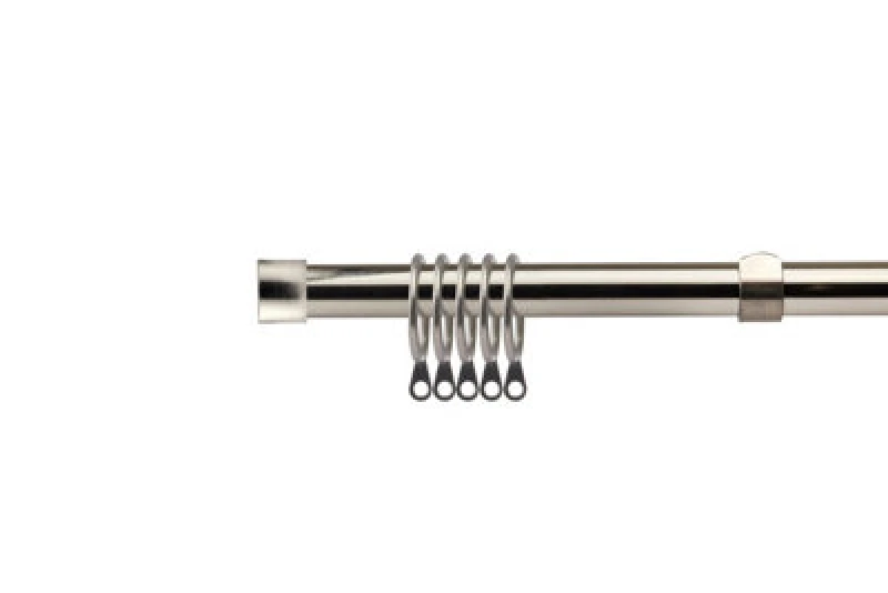 Image of 16-19mm Fenton Extendable Metal Curtain Pole Set Brushed Silver 160-300Cm