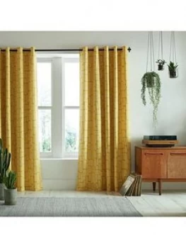 Image of Missprint Little Trees Yellow 46X54 Eyelet Curtains