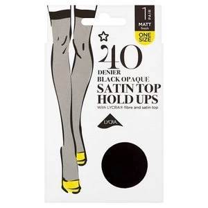 Image of Superdrug Opaque Satin Top Hold Up - Black