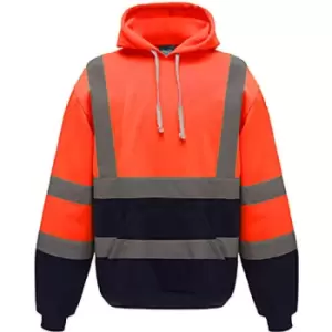 Image of Yoko - Mens Hi Vis Reflective Hoodie (2XL) (Hi Visibility Orange/Admiral Navy) - Hi Visibility Orange/Admiral Navy
