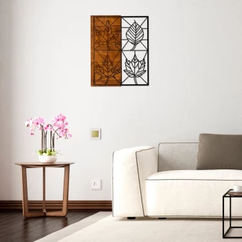 Image of Yapraklar Walnut Black Decorative Wooden Wall Accessory