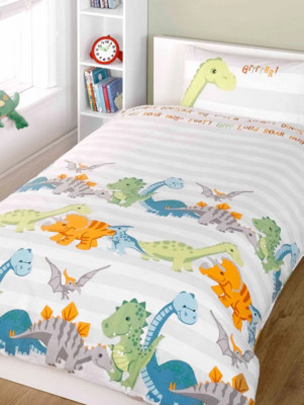 Image of Dinosaurs Natural Junior Toddler Duvet Cover & Pillowcase Set