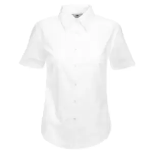 Image of Fruit Of The Loom Ladies Lady-Fit Short Sleeve Oxford Shirt (L) (White)