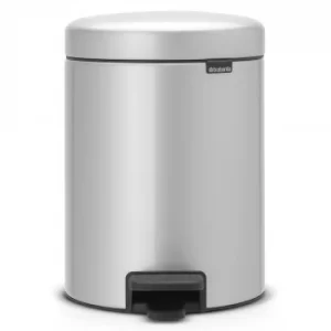 Image of Brabantia newIcon Pedal Bin 5 Litre Plastic Bucket Metallic Grey
