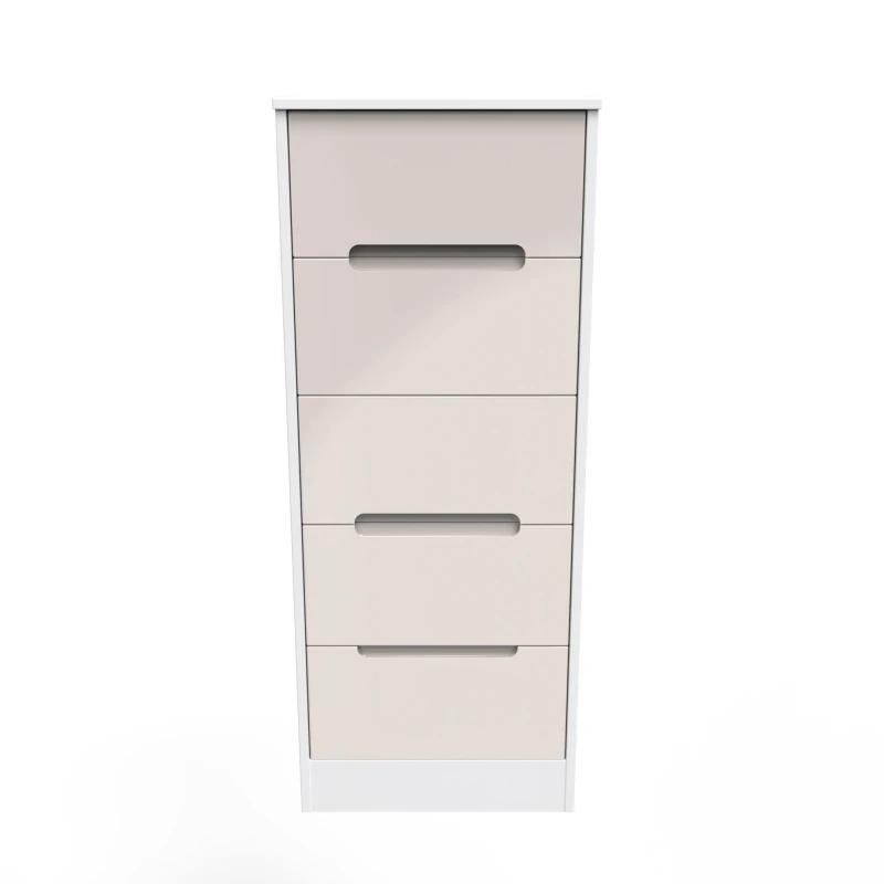 Image of Turin 5 Drawer Tallboy In Kashmir Gloss & White (Ready Assembled)