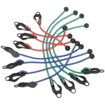 Image of Sealey 12 Piece Assorted Tarpaulin Cords Set