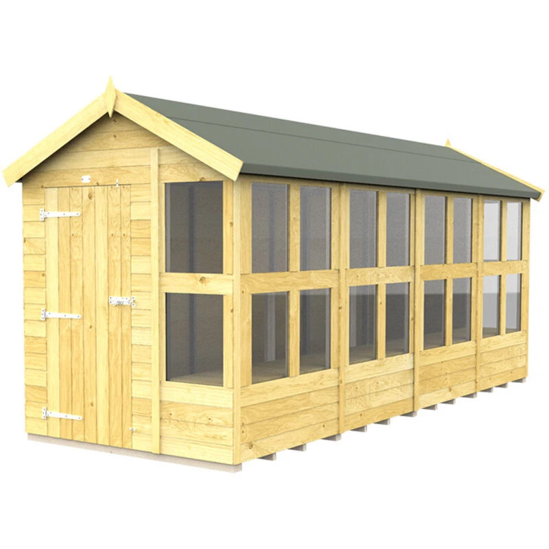 Image of Flat Pack Sheds DIY Sheds 6 x 16 Apex Potting Shed, Brown 6X16APSFF