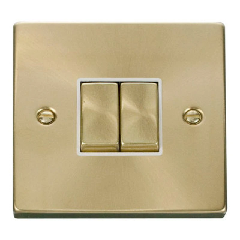 Image of SE Home Satin / Brushed Brass 10A 2 Gang 2 Way Ingot Light Switch Gold unisex