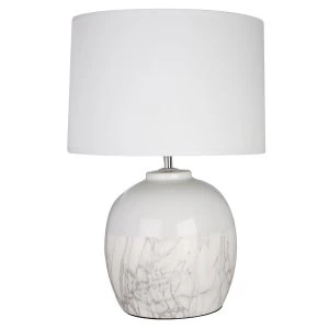 Image of Premier Housewares Whitley Table Lamp in White Ceramic with White Fabric Shade