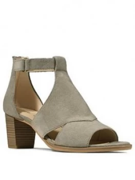 Image of Clarks Kaylin60 Suede Glad Leather Heeled Sandal - Sage