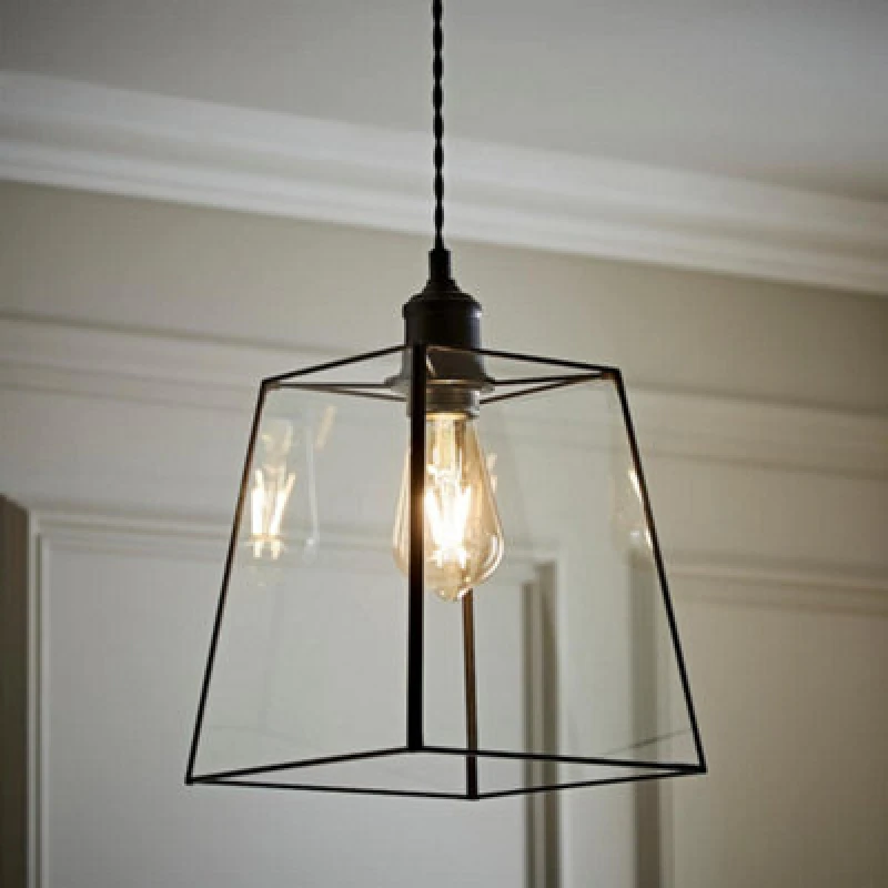 Image of ValueLights ValueLights Susie Glass Pendant Lantern Case Easy Fit Lamp Shade in Black One Size Unisex 5016529267805
