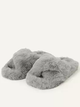 Image of Accessorize Luxe Footbed Slider, Grey, Size L, Women