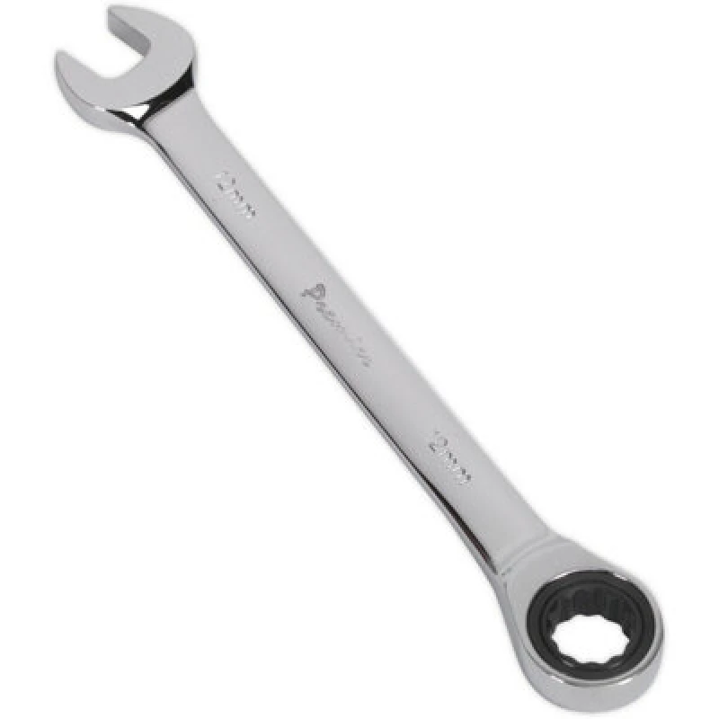 Image of Loops 12mm Ratchet Combination Spanner - Chrome Vanadium Steel - 72 Tooth Ratchet Ring Metallics