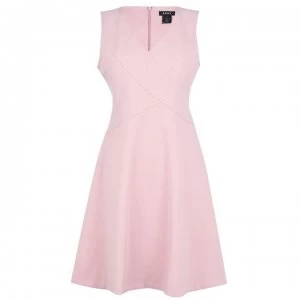 Image of DKNY V Neck Fit Flare Dress - Powder