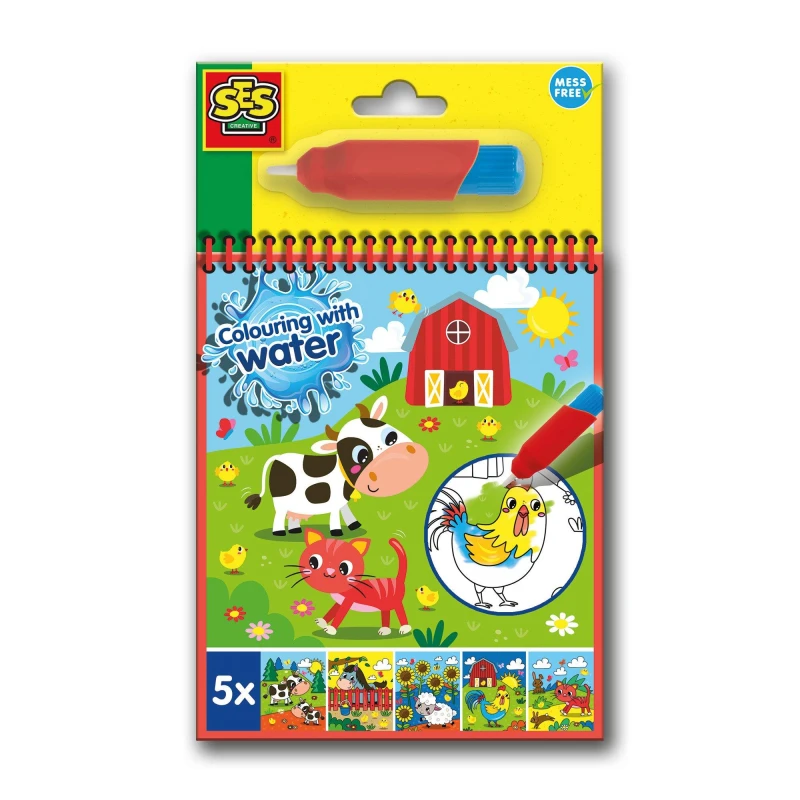 Image of SES Creative Colouring with water book with water brush - Farm Multi unisex One Size