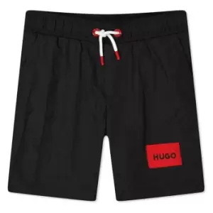 Image of HUGO Boys Logo Swimshorts - Black