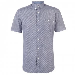 Image of Pierre Cardin Short Sleeve Geometric Shirt Mens - Navy/Burg/Wht