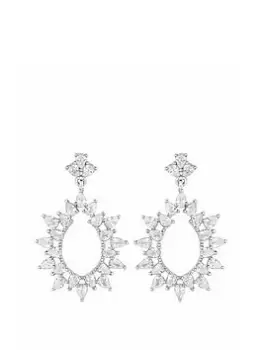 Image of Jon Richard Rhodium Plated Cubic Zirconia Mixed Stone Forward Facing Drop Earrings
