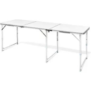 Image of Vidaxl - Foldable Camping Table Height Adjustable Aluminium 180 x 60cm White
