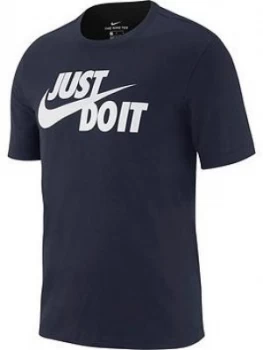 Image of Nike Just Do It Swoosh T-Shirt - Navy