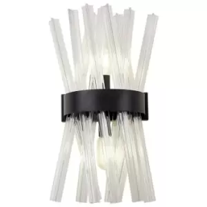 Image of Luminosa Hornby 2 Light E14, Wall Lamp E14, Matt Black, Clear Glass