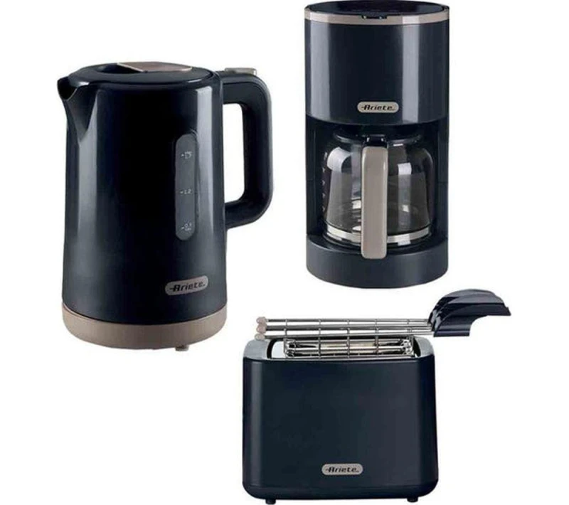 Image of ARIETE Breakfast ARPK46 Jug Kettle, 2-Slice Toaster & Filter Coffee Machine Bundle - Dark Grey, Black,Silver/Grey 5016368005781