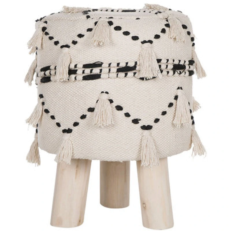 Image of Beliani Boho Footstool Thondi Cotton Beige