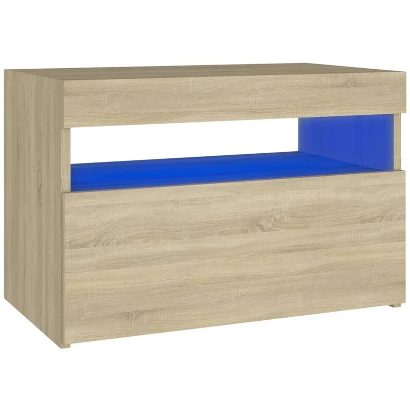 Image of VIDAXL Bedside Cabinet & LED Lights Sonoma Oak 60x35x40cm Engineered Wood Vidaxl 8720286640623