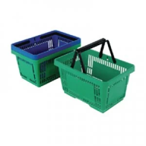 Image of Slingsby Plastic Shopping Basket Pack of 12 Green 370767