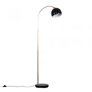 Image of Curva Copper And Black Floor Lamp With Black Arco Shade