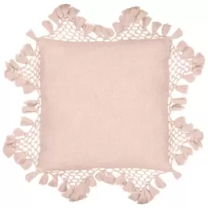 Image of Anko Macrame Tassel Trim Cushion Blush, Blush / 45 x 45cm / Polyester Filled