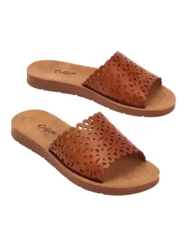 Image of Cotton Traders Womens Cutwork Sandals in Tan