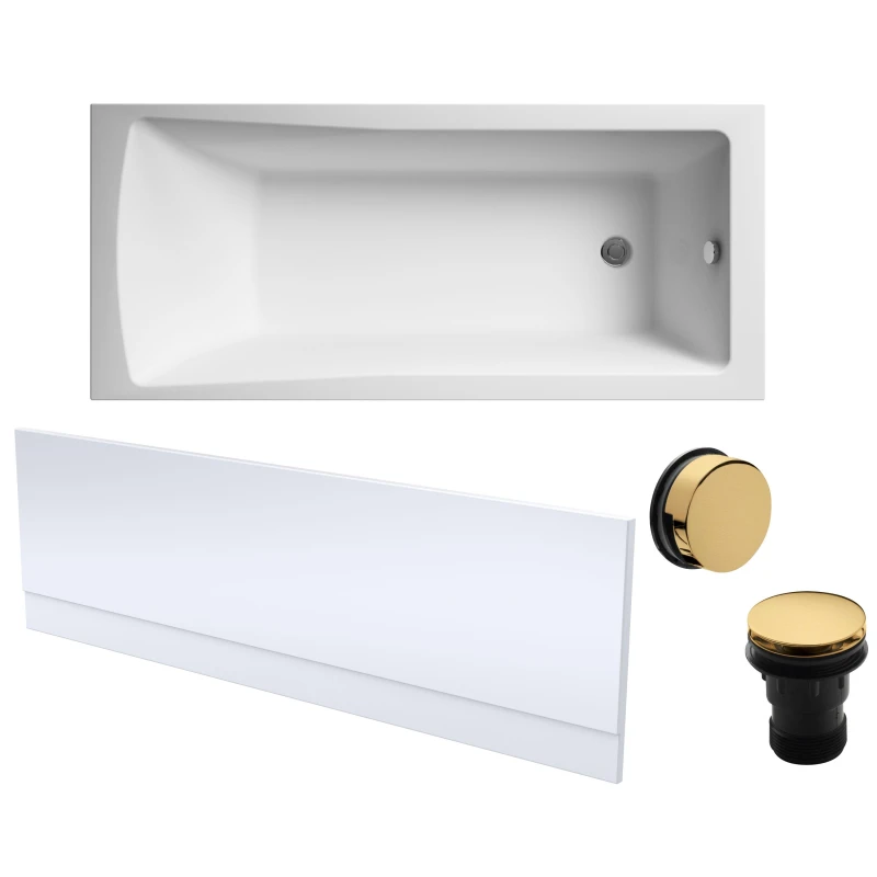 Image of Balterley Square Single Ended Bath Front Panel Brushed Brass Waste 1700x700mm Bronze