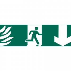 Image of Draper Running Man Arrow Down Fire Safety Sign 200mm 50mm Standard