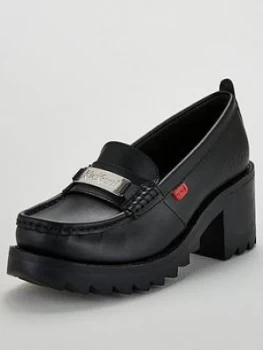 Image of Kickers Klio Y-Loafer Heeled Shoes - Black, Size 3, Women