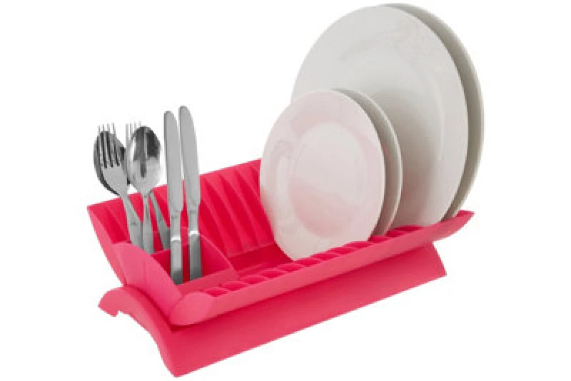 Image of Premier Housewares Kitchen Brights Hot Pink Dish Drainer with Cutlery Caddy Pink