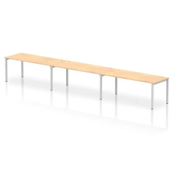Image of Impulse Impulse Bench Single Row 3 Person 1800 Silver Frame Office Bench Desk Maple IMBS318MPES