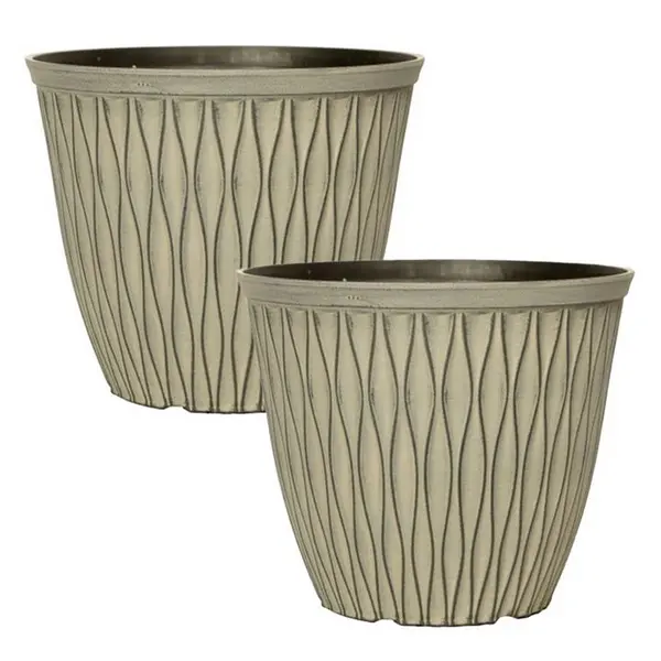Image of YouGarden Pair of Laval Planters (26cm) - Ebony Grey 22x26x26cm Grey 40549902000