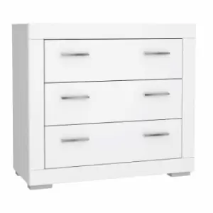 Image of Fwstyle White Gloss Modern Style 3 Drawer Chest Of Drawers