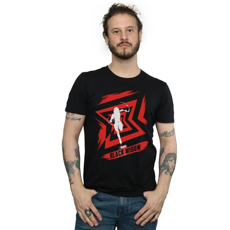 Image of Marvel Marvel Men Black Widow Movie Icon Run T-Shirt Size: Small Black S Male 5059400784596