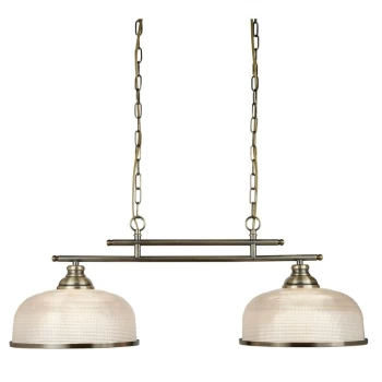 Image of Searchlight Lighting - Searchlight Bistro - 2 Light Ceiling Pendant Bar White, Antique Brass with Glass Shades, E27