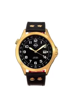 Image of Palau Leather-Band Mens Diver Watch with Date
