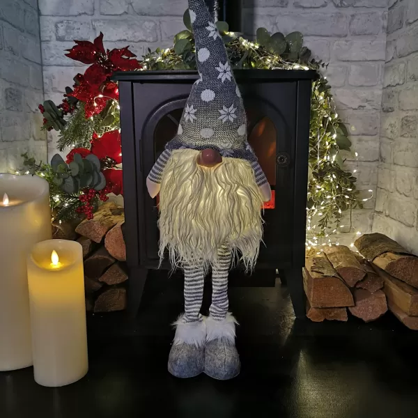 Image of 66cm Battery Lit Christmas Standing Gonk Decoration in Grey