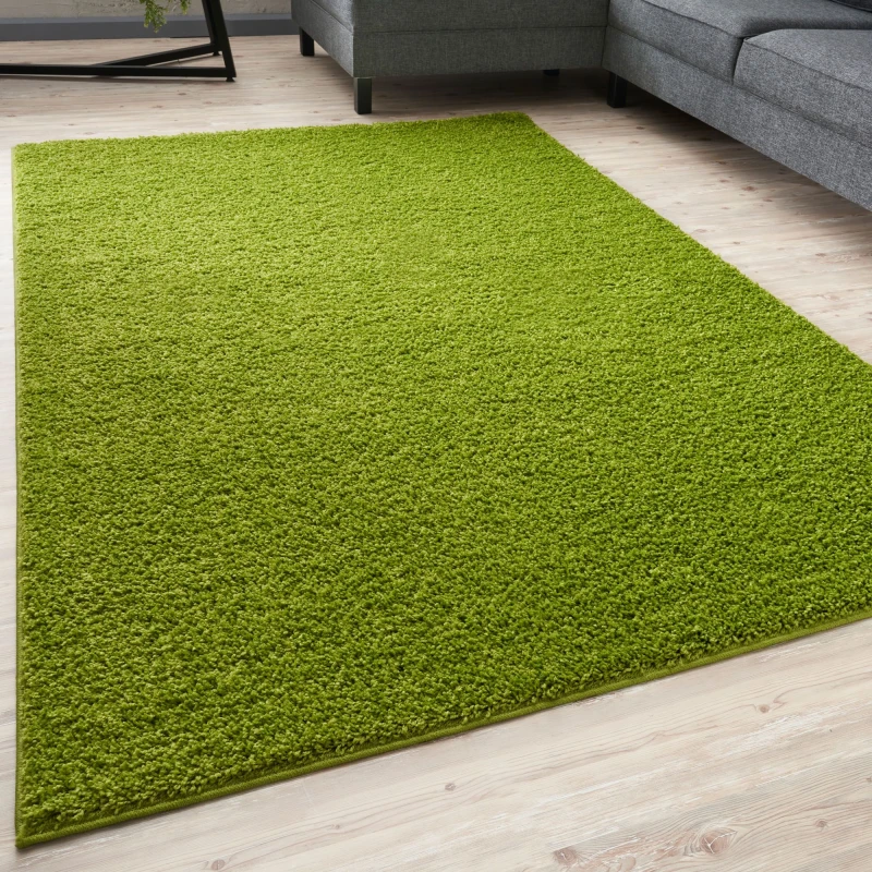 Image of THE RUGS Shaggy Rugs Green Living Room Rug - Soft Fluffy Thick Carpet For Bedrooms & Kitchen Easy To Clean Home Decor Rugs Size: 120cm x 170cm Gre