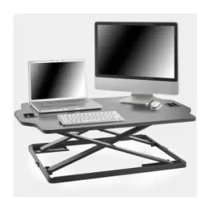 Image of VonHaus Standing Desk Convertor Height Adjustable Sit Stand Desk Riser, Strong X-Frame 15kg Weight Capacity , Extra Large Black for PC Laptop