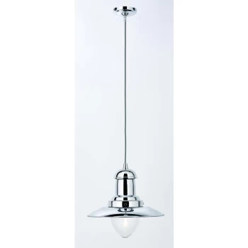 Image of Searchlight Lighting - Searchlight Fisherman - 1 Light Dome Ceiling Pendant Chrome, Clear Glass Medium, E27