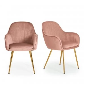 Image of Laila Set of 2 Dining Chairs Pink